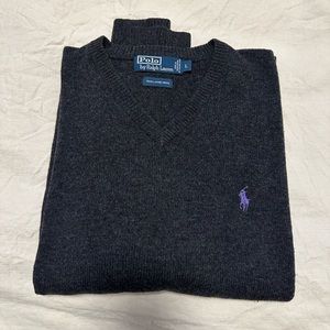 Polo Ralph Lauren - Dark Gray V-Neck Sweater - Size L